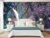 Purple Chinoiserie Peacock Floral Tropical Custom Wallpaper, Birds Wall Mural, Non-woven Non-Adhesive Wall Paper, Luxury, Large, Removable Washable Large Wall Art - Adawall -Houston Wallpaper Store - Walcoverings, Curtains & Wall Panels