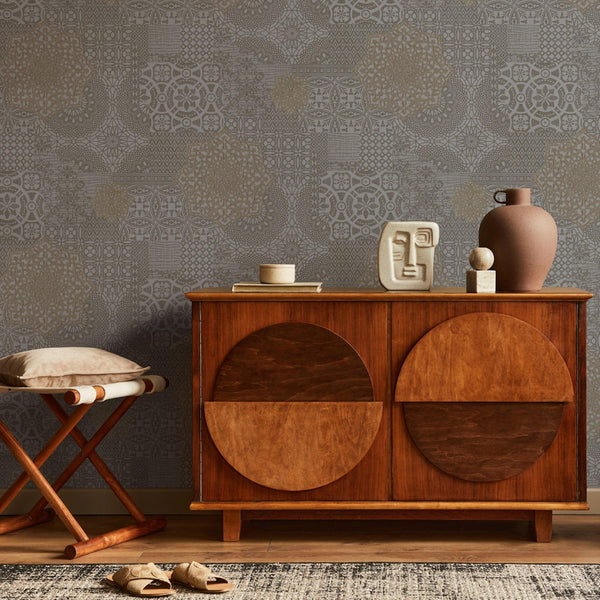 Quilted 3D Embossed Wallpaper, Tan, Flocked Rich Textured Velvet Feel Luxury Wallcovering, Vintage Washed Patchwork Style, Non-Woven - Adawall -Houston Wallpaper Store - Walcoverings, Curtains & Wall Panels