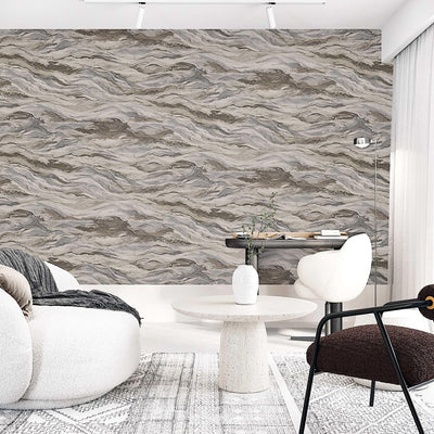 Realistic 3D Embossed Marble Wallpaper, Brown Nature Inspired Modern Stone Marbled Effect Wallcovering - Adawall -Houston Wallpaper Store - Walcoverings, Curtains & Wall Panels