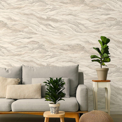 Realistic 3D Embossed Marble Wallpaper, Light Beige Nature Inspired Modern Stone Marbled Effect Wallcovering - Adawall -Houston Wallpaper Store - Walcoverings, Curtains & Wall Panels