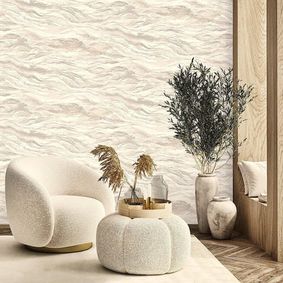 Realistic 3D Embossed Marble Wallpaper, Light Beige Nature Inspired Modern Stone Marbled Effect Wallcovering - Adawall -Houston Wallpaper Store - Walcoverings, Curtains & Wall Panels