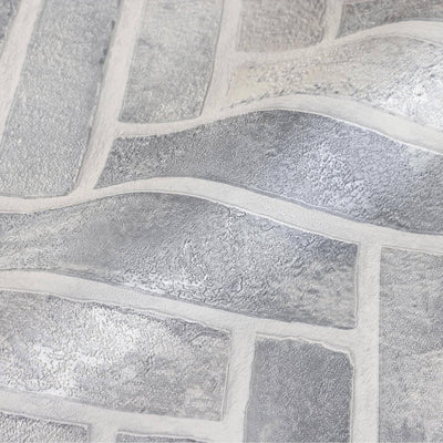 Realistic Embossed Brick Wallpaper, Gray Chevron Pattern Stone Wall Decor, Home Commercial Use Textured Wallcovering - Adawall -Houston Wallpaper Store - Walcoverings, Curtains & Wall Panels