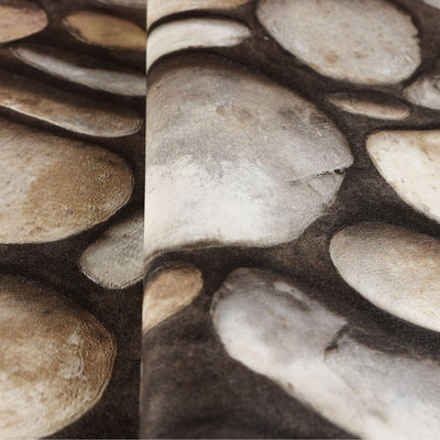 Realistic Embossed Oval Stone Wallpaper, Gray, Tan Farmhouse, Lodge Home Interior Design Wallcovering - Adawall -Houston Wallpaper Store - Walcoverings, Curtains & Wall Panels
