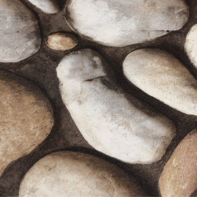 Realistic Embossed Oval Stone Wallpaper, Gray, Tan Farmhouse, Lodge Home Interior Design Wallcovering - Adawall -Houston Wallpaper Store - Walcoverings, Curtains & Wall Panels