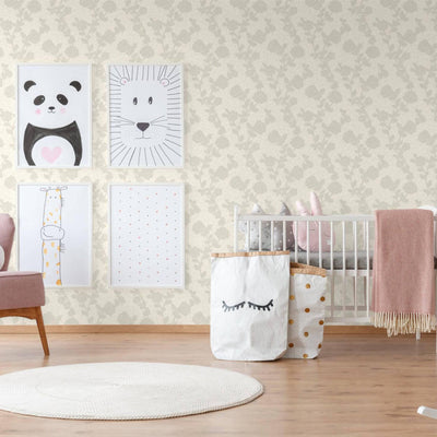 Rose Themed White Flowered Embossed Wallpaper, Home Wall Decor, Aesthetic Wallpaper, Textured Wallcovering Non-Adhesive - 41.7”W X 393”H - Adawall -Houston Wallpaper Store - Walcoverings, Curtains & Wall Panels