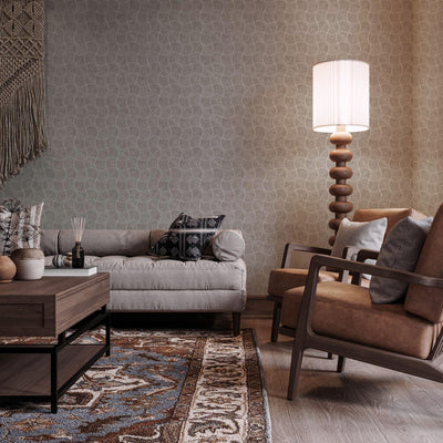 Round Geometric Shapes Deep Embossed Wallpaper, Light Brown Shiny Surface Textured Wall Accent Decor - Adawall -Houston Wallpaper Store - Walcoverings, Curtains & Wall Panels