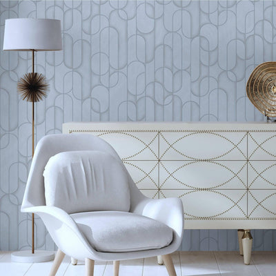 Rounded Shapes 3D Embossed Wallpaper, Gray Velvet Flocked Geometric Elegant Wallcovering - Adawall -Houston Wallpaper Store - Walcoverings, Curtains & Wall Panels