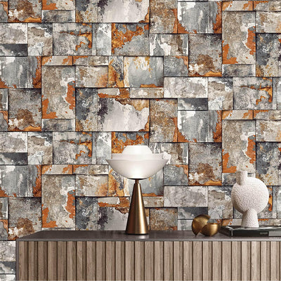 Rusted Metallic Stone Wallpaper, Realistic 3D Embossed Wall Decor, Industrial Aesthetic Wallcovering - Adawall -Houston Wallpaper Store - Walcoverings, Curtains & Wall Panels