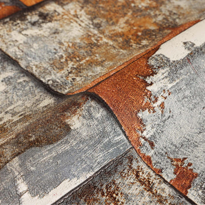Rusted Metallic Stone Wallpaper, Realistic 3D Embossed Wall Decor, Industrial Aesthetic Wallcovering - Adawall -Houston Wallpaper Store - Walcoverings, Curtains & Wall Panels
