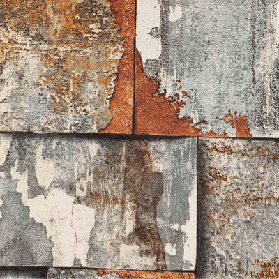 Rusted Metallic Stone Wallpaper, Realistic 3D Embossed Wall Decor, Industrial Aesthetic Wallcovering - Adawall -Houston Wallpaper Store - Walcoverings, Curtains & Wall Panels