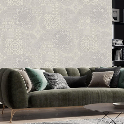 Silver Damask Quilted 3D Embossed wallpaper, Flocked Rich Textured Velvet Feel Luxury Wallcovering - Adawall -Houston Wallpaper Store - Walcoverings, Curtains & Wall Panels