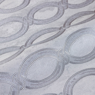 Silver Geometric Chain Pattern Wallpaper, Deep Embossed Stylish Sparkling Luxury Design - Adawall -Houston Wallpaper Store - Walcoverings, Curtains & Wall Panels
