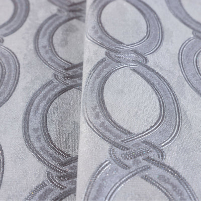 Silver Geometric Chain Pattern Wallpaper, Deep Embossed Stylish Sparkling Luxury Design - Adawall -Houston Wallpaper Store - Walcoverings, Curtains & Wall Panels