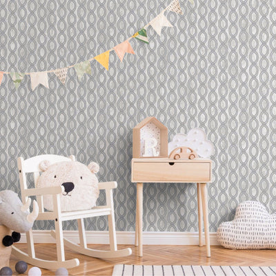 Silver Geometric Chain Pattern Wallpaper, Deep Embossed Stylish Sparkling Luxury Design - Adawall -Houston Wallpaper Store - Walcoverings, Curtains & Wall Panels