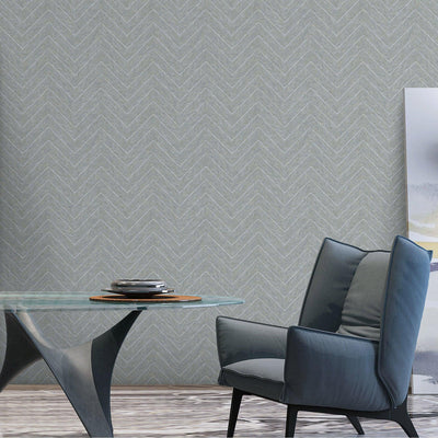 Silver Shiny Chevron Wallpaper, Deep Embossed Luxury Shimmering Geometric Pattern Wall Paper, Large Non-Pasted 114 sq ft Roll - Adawall -Houston Wallpaper Store - Walcoverings, Curtains & Wall Panels