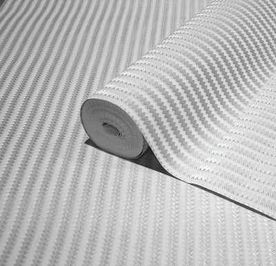 Silver Timeless Quilted Feel Wallpaper, Deep Embossed Chevron Basket Weave Wallcovering, Jute Design - Adawall -Houston Wallpaper Store - Walcoverings, Curtains & Wall Panels
