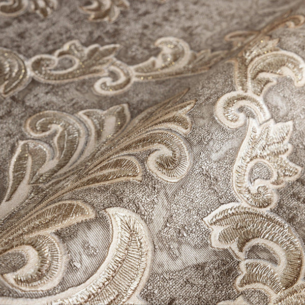 Stylish Baroque Deep Embossed Wallpaper, Tan, Brown Timeless Damask Ornate Patterns Sparkling Wallcovering, Elegant Washed Colors Design - Adawall -Houston Wallpaper Store - Walcoverings, Curtains & Wall Panels