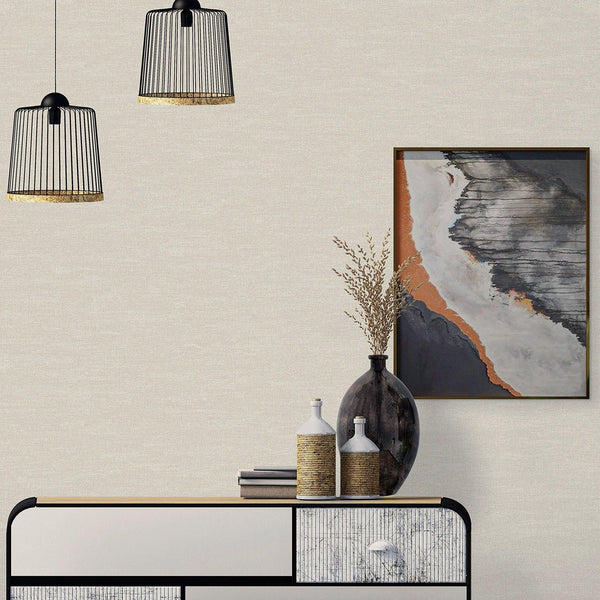 Stylish Fabric Textured Wallpaper, Cream Color Modern Linen Style Abstract Minimalist Non-Pasted Wall Paper, Wallcovering - Adawall -Houston Wallpaper Store - Walcoverings, Curtains & Wall Panels