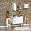 Stylish Floral Wallpaper, Brown, White Embossed Flocked Botanical Blossom Pattern, Bloom Design, Trendy Wall Accent Decoration - Adawall -Houston Wallpaper Store - Walcoverings, Curtains & Wall Panels