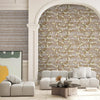 Stylish Floral Wallpaper, Brown, White Embossed Flocked Botanical Blossom Pattern, Bloom Design, Trendy Wall Accent Decoration - Adawall -Houston Wallpaper Store - Walcoverings, Curtains & Wall Panels