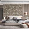 Stylish Floral Wallpaper, Brown, White Embossed Flocked Botanical Blossom Pattern, Bloom Design, Trendy Wall Accent Decoration - Adawall -Houston Wallpaper Store - Walcoverings, Curtains & Wall Panels