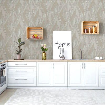 Stylish Herringbone Geometric Wallpaper, Gray, Silver Embossed Large Zigzag Pattern Wallcovering Wall Accent - Adawall -Houston Wallpaper Store - Walcoverings, Curtains & Wall Panels