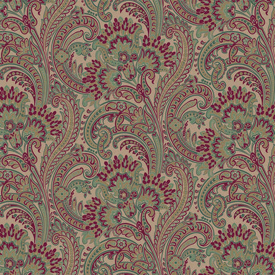Stylish Paisley Green Red Wallpaper, Textured Wallcovering, Large 114 sq ft Roll, Washable, Home Wall Decor, Accent Wall Paper, Washable - Adawall -Houston Wallpaper Store - Walcoverings, Curtains & Wall Panels