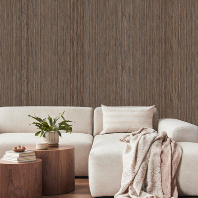 Stylish Thin Stripes Wallpaper, Brown 3D Deep Embossed Wallcovering for Interior Design Ideas, Modern Striped Large 114 sq ft Roll - Adawall -Houston Wallpaper Store - Walcoverings, Curtains & Wall Panels