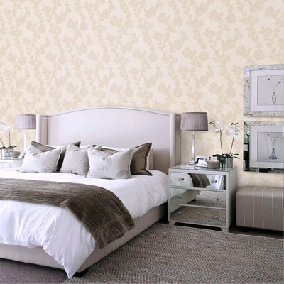 Super Durable Light Gray Flowered Embossed Wallpaper,Home Wall Decor, Aesthetic Wallpaper,Textured Wallcovering Non-Adhesive- 41.7”W X 393”H - Adawall -Houston Wallpaper Store - Walcoverings, Curtains & Wall Panels