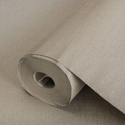 Tan Chevron Wallpaper, Textured Modern Fabric Like Wallcovering, Solid Neutral Colors - Adawall -Houston Wallpaper Store - Walcoverings, Curtains & Wall Panels