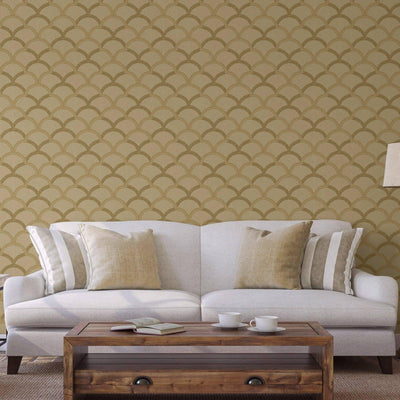 Tan Luxury Fish Scale Deep Embossed Wallpaper, 3D Textured Lace Patterns, Thick Wallcovering - Adawall -Houston Wallpaper Store - Walcoverings, Curtains & Wall Panels
