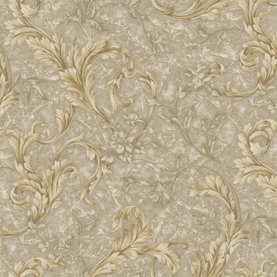 Textured Flowered Beige Gold Embossed Wallpaper, Home Wall Decor, Aesthetic Wallpaper, Textured Wallcovering Non-Adhesive- 41.7”W X 393”H - Adawall -Houston Wallpaper Store - Walcoverings, Curtains & Wall Panels