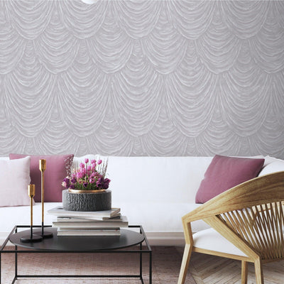 Textured Pattern Silver Embossed Wallpaper, Home Wall Decor, Aesthetic Wallpaper, Textured Wallcovering Non-Adhesive and Non-Peel - Adawall -Houston Wallpaper Store - Walcoverings, Curtains & Wall Panels
