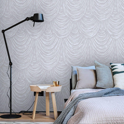 Textured Pattern Silver Embossed Wallpaper, Home Wall Decor, Aesthetic Wallpaper, Textured Wallcovering Non-Adhesive and Non-Peel - Adawall -Houston Wallpaper Store - Walcoverings, Curtains & Wall Panels