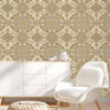 Timeless Design 3D Embossed Damask Wallpaper, Gold, Cream Luxury Velvet Feeling Wallcovering, Large 114 sq ft Roll - Walloro High End Wallcoverings & More