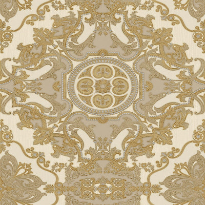 Timeless Design 3D Embossed Damask Wallpaper, Gold, Cream Luxury Velvet Feeling Wallcovering, Large 114 sq ft Roll - Adawall -Houston Wallpaper Store - Walcoverings, Curtains & Wall Panels