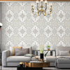 Timeless Design 3D Embossed Damask Wallpaper, Silver, White Luxury Velvet Feeling Wallcovering, Large 114 sq ft Roll - Walloro High End Wallcoverings & More