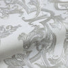 Timeless Design 3D Embossed Damask Wallpaper, White, Silver Luxury Velvet Feeling Wallcovering, Large 114 sq ft Roll - Walloro High End Wallcoverings & More