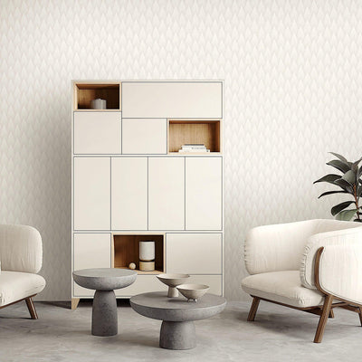 Timeless Geometric Deep Embossed Wallpaper, White 3D Rich Textured Line Art Wall Accent, Durable, Washable - Adawall -Houston Wallpaper Store - Walcoverings, Curtains & Wall Panels
