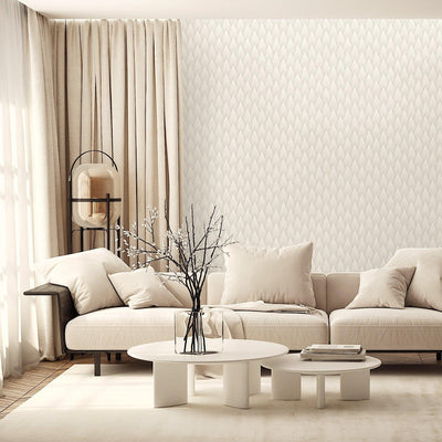 Timeless Geometric Deep Embossed Wallpaper, White 3D Rich Textured Line Art Wall Accent, Durable, Washable - Adawall -Houston Wallpaper Store - Walcoverings, Curtains & Wall Panels