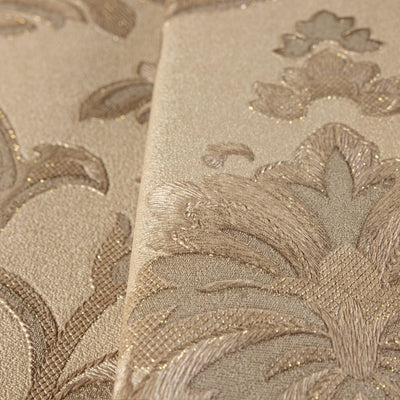 Timeless Ornate Embossed Wallpaper, Beige, Fabric Like, Rich 3D Textured Flocked Luxury Wallcovering Design, Non-Woven - Adawall -Houston Wallpaper Store - Walcoverings, Curtains & Wall Panels