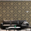 Timeless Velvet Feel Damask Embossed Wallpaper, Brown, Gold 3D Textured, Flocked, Washable, Luxury Wall Decoration - Walloro High End Wallcoverings & More