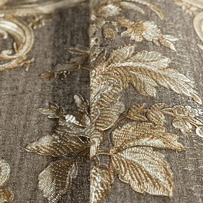 Timeless Velvet Feel Damask Embossed Wallpaper, Brown, Gold 3D Textured, Flocked, Washable, Luxury Wall Decoration - Adawall -Houston Wallpaper Store - Walcoverings, Curtains & Wall Panels