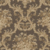 Timeless Velvet Feel Damask Embossed Wallpaper, Brown, Gold 3D Textured, Flocked, Washable, Luxury Wall Decoration - Walloro High End Wallcoverings & More