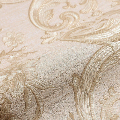 Timeless Velvet Feel Damask Embossed Wallpaper, Cream, Light Gold 3D Textured, Flocked, Washable, Luxury Wall Decoration - Adawall -Houston Wallpaper Store - Walcoverings, Curtains & Wall Panels