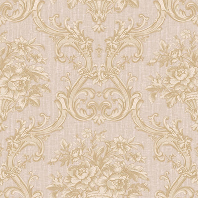 Timeless Velvet Feel Damask Embossed Wallpaper, Cream, Light Gold 3D Textured, Flocked, Washable, Luxury Wall Decoration - Adawall -Houston Wallpaper Store - Walcoverings, Curtains & Wall Panels