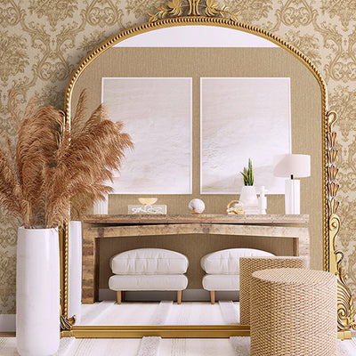 Timeless Velvet Feel Damask Embossed Wallpaper, Gold 3D Textured, Flocked, Washable, Luxury Wall Decoration - Adawall -Houston Wallpaper Store - Walcoverings, Curtains & Wall Panels