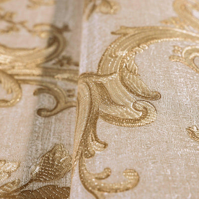 Timeless Velvet Feel Damask Embossed Wallpaper, Gold 3D Textured, Flocked, Washable, Luxury Wall Decoration - Adawall -Houston Wallpaper Store - Walcoverings, Curtains & Wall Panels