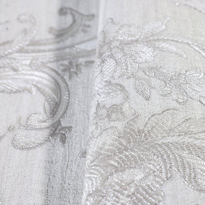 Timeless Velvet Feel Damask Embossed Wallpaper, White, Silver 3D Textured, Flocked, Washable, Luxury Wall Decoration - Adawall -Houston Wallpaper Store - Walcoverings, Curtains & Wall Panels