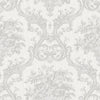 Timeless Velvet Feel Damask Embossed Wallpaper, White, Silver 3D Textured, Flocked, Washable, Luxury Wall Decoration - Adawall -Houston Wallpaper Store - Walcoverings, Curtains & Wall Panels